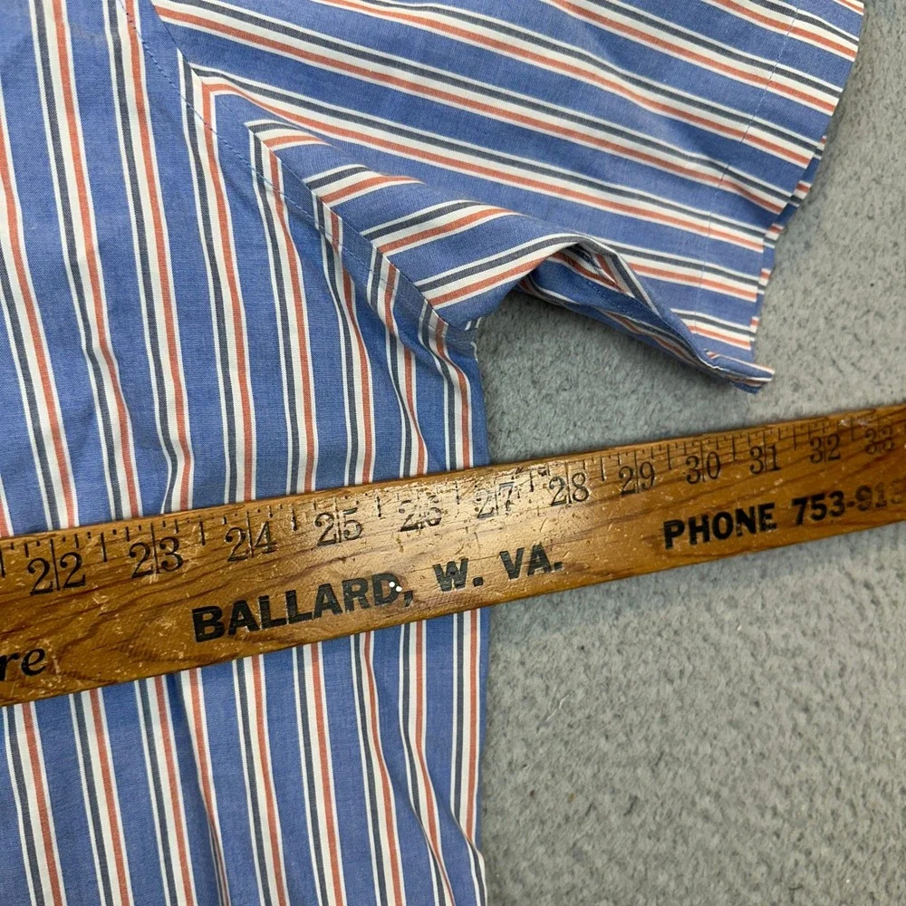 L.L. Bean Shirt Mens 2XL Traditional Fit Blue Orange Striped Button Down Casual